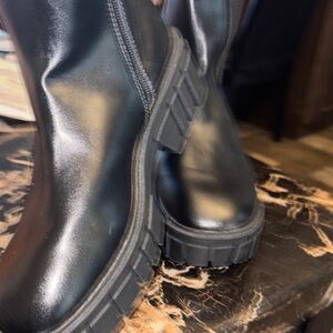 Black Combat & Ladies zip up boots never worn